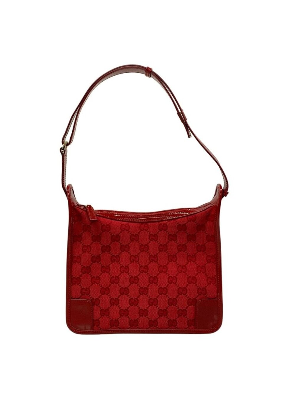 Gucci Shoulder Bag GG Pattern Red Leather